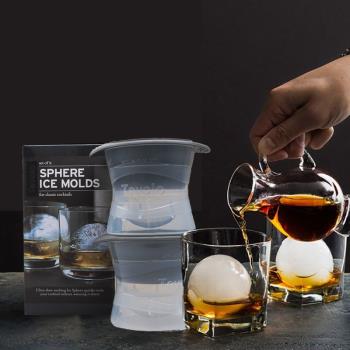硅膠冰球模具 威士忌凍大冰塊磨具 家用圓形制冰盒酒吧制冰塊模型
