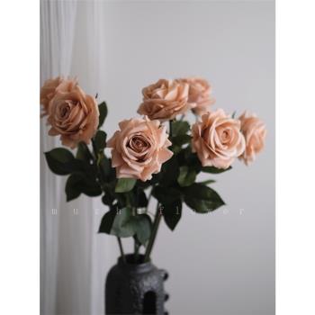 仿真花保濕玫瑰花束高假花絹花客廳落地家居裝飾歐式室內花藝擺件