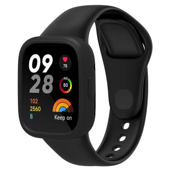 適用Redmi watch3表帶保護套一體套裝紅米運動智慧手錶三代新款彩色矽膠替換腕帶螢幕保護殼男女時尚配件表帶