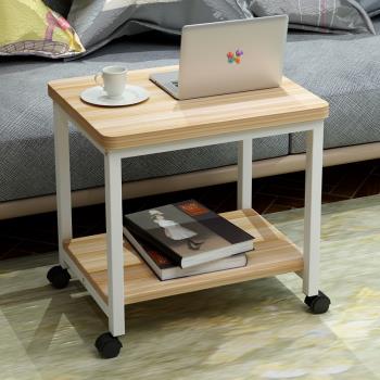 帶輪簡約方形床頭桌可移動小茶幾