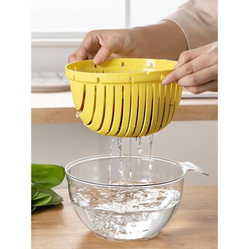 廚房雙層洗菜盆瀝水籃帶蓋漏水淋水洗水果裝菜客廳家用創意擺放盤