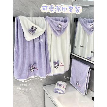 浴巾女生2023新款浴室可裹家用幹發帽裹巾吸水速幹大號毛巾洗澡巾