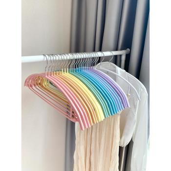 彩色無痕衣架家用掛衣服防肩角晾衣架寢室幹濕兩用防滑衣撐子收納