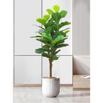 大型北歐仿真植物琴葉榕仿生假綠植盆栽室內客廳落地裝飾擺件盆景