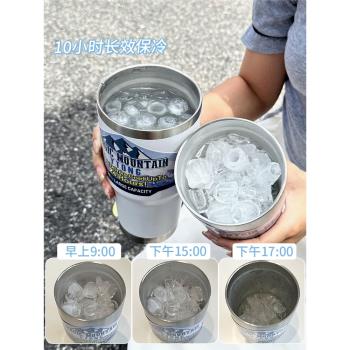 大容量巨無霸冰霸杯女保溫杯304不銹鋼保冰杯子保冷製冷熱吸管杯