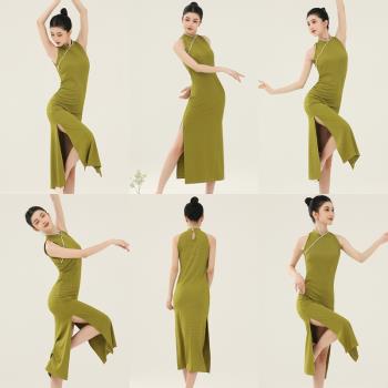 現代古典舞蹈服跳舞專用彈力中國舞練功服復古民族風旗袍演出服裝