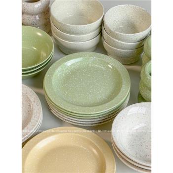出口創意潑墨陶瓷盤子韓國ins圓形西餐盤甜品碗家用高階餐具飯碗