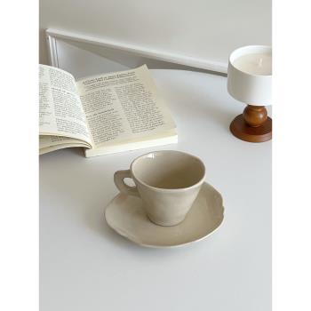 橘子醬x 韓式創意純色不規則咖啡杯復古陶瓷咖啡杯碟牛奶杯馬克杯
