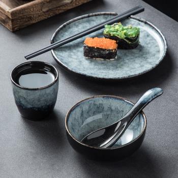 日式創意陶瓷擺臺四件套餐具一人食碗碟盤套裝單人餐廳火鍋店商用