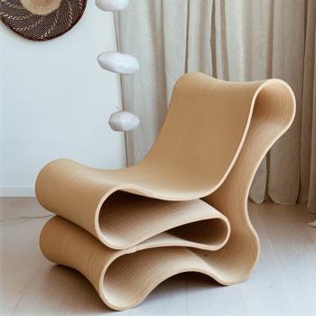 北歐極簡玻璃鋼面條椅創意家用折疊靠背網紅椅酒店陽臺裝飾單人椅