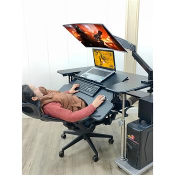 臺式電競桌坐艙頭等太空艙懸浮支架電腦桌移動升降支架懶人桌