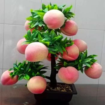 高檔裝飾花特大壽桃樹招財樹假花客廳擺件仿真桃子水果樹塑料盆栽