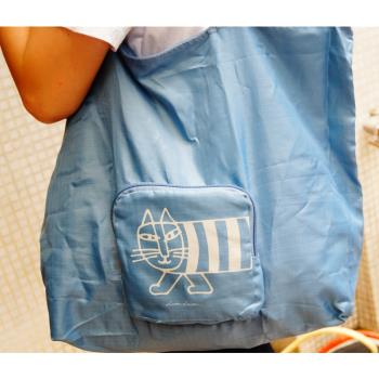圻諾家 日本Lisa Larson 條紋貓咪收納環保袋 刺猬手提袋購物包