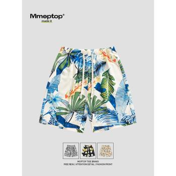 Mmoptop2024夏季薄款休閑夏威夷冰絲短褲男士速干沙灘度假五分褲