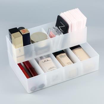 日式簡約可拆卸分隔化妝刷收納盒桌面化妝品文具整理抽屜內儲物盒