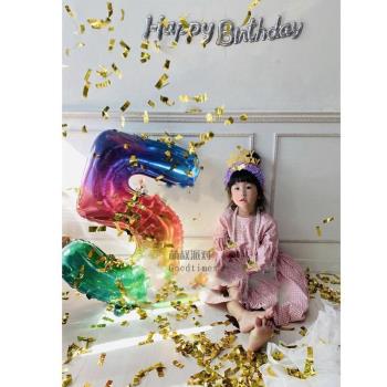 新款40寸彩虹漸變色果凍色數字鋁膜氣球網紅兒童派對拍照裝飾紀念