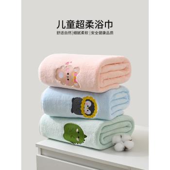 兒童浴巾家用吸水女孩男孩中大童專用非純棉全棉卡通洗澡裹巾小孩
