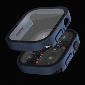 適用Apple iwatch8/7代蘋果手錶殼防水磨砂一體保護套殼直邊SE65432夏季男女運動游泳耐磨學生替換黑色藍色