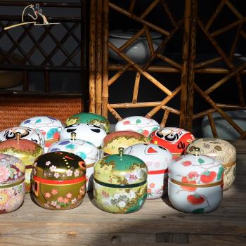 茶葉罐 日本原裝進口馬口鐵皮抹茶罐 鐵盒茶盒 儲存茶葉密封罐