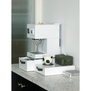 創意設計可重疊單層抽屜 桌面鐵藝收納盒 咖啡機增高架金屬儲物箱