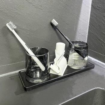 小戶型家用浴室臺面托盤輕奢酒店衛生間牙刷牙膏牙杯子化妝品收納