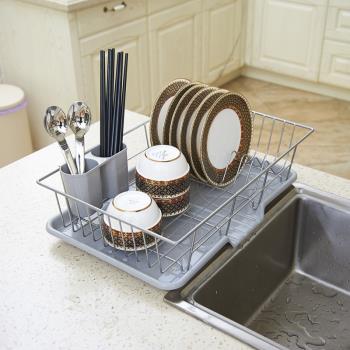 瀝水架放碗架+碗碟架水槽 碗筷廚房用品水池碗盤晾碗架金屬洗碗架
