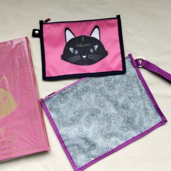 日系雜志附錄款大小號化妝包可愛貓咪便攜收納整理手拿包中包2件