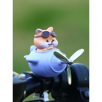 柴犬風車電瓶車擺件自行車電動車摩托車裝飾小配件可愛公仔小配飾