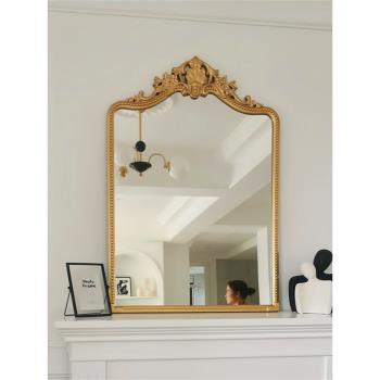 歐式復古梳妝鏡壁掛壁爐法式掛墻美式雕花裝飾鏡衛生間浴室化妝鏡