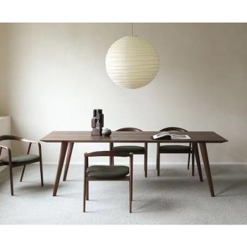北歐實木設計師簡約餐桌白蠟木會議桌家用書桌長方形胡桃木色飯桌