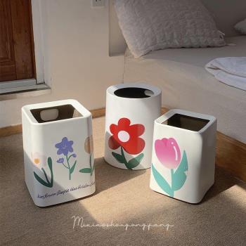 郁金香垃圾桶ins家用客廳大號創意個性雙層紙簍臥室網紅好看花朵