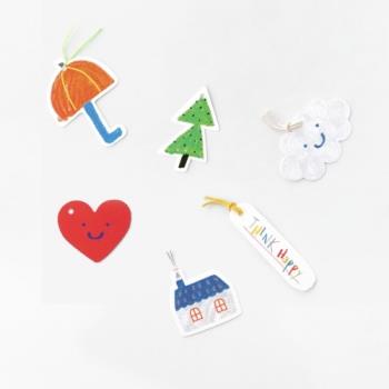 100個）卡通可愛吊牌雨傘樹房子愛心吊牌ins卡片烘焙裝飾 不混