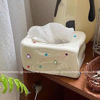 網紅紙巾盒客廳高檔輕奢風創意陶瓷高階感抽紙盒餐桌紙巾收納盒