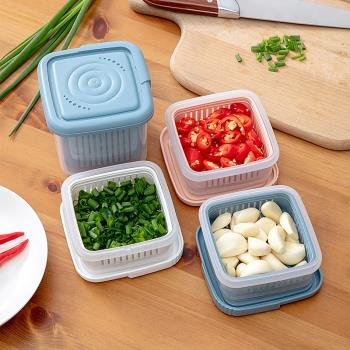 冰箱蔥花保鮮盒蔥姜蒜收納盒瀝水密封廚房蔬菜塑料食品整理箱神器