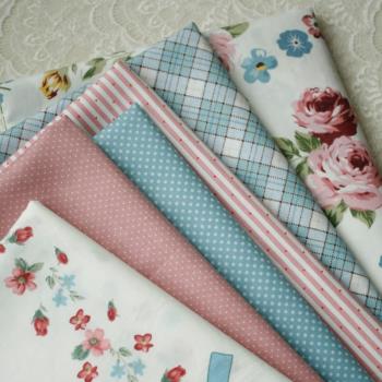 PopoHouse多瑙河玫瑰藍粉色系斜紋純棉布料洋裝服裝面料手工diy