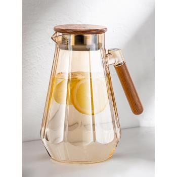 大容量冷水壺玻璃耐高溫涼水壺家用冷泡茶壺裝涼白開水杯子套裝