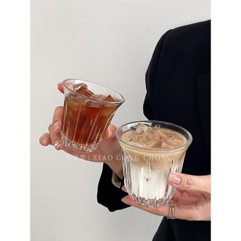 ins風意式濃縮咖啡杯玻璃杯家用小眾冰美式拿鐵澳白杯透明牛奶杯