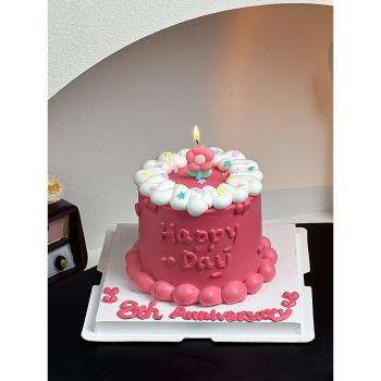 網紅韓式ins風卡通小花蠟燭生日蛋糕裝飾插件可愛花朵太陽花蠟燭