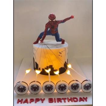網紅ins魔術火焰蜘蛛俠生日蛋糕裝飾擺件小紅書同款魔術火焰蠟燭