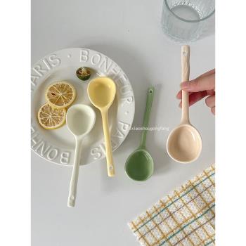 高顏值陶瓷小勺子長柄湯勺家用日式可愛喝湯調羹圓頭盛湯舀粥湯匙