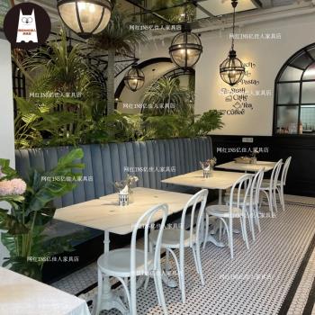 法式咖啡桌餐廳桌椅組合咖啡廳烘焙甜品店酒吧巖板大理石戶外餐桌