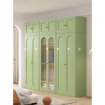 法式奶油風鐵藝衣柜家用臥室簡約無甲醛儲物柜子組合小戶型大衣櫥