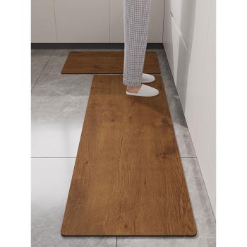 仿木紋軟硅藻泥廚房地墊專用防滑防油臟吸水腳墊子防水免清洗地毯