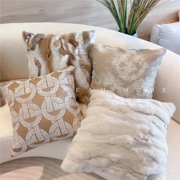 Texdream態度 米咖色ins輕奢現代棉麻抱枕客廳沙發靠枕靠墊套含芯