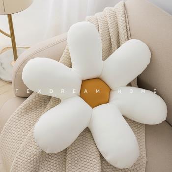 Texdream態度 六瓣花 靠墊花朵抱枕客廳北歐蛋黃可愛仿兔毛坐墊