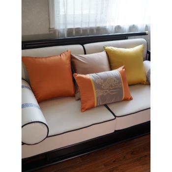 沙發靠墊純色多色中式絲滑緞面抱枕靠枕床頭大靠背靠包靠枕靠背套