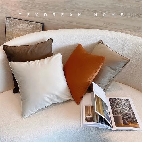 Texdeam態度 焦糖色 輕奢天鵝絨家用絲絨抱枕客廳沙發床頭靠墊套
