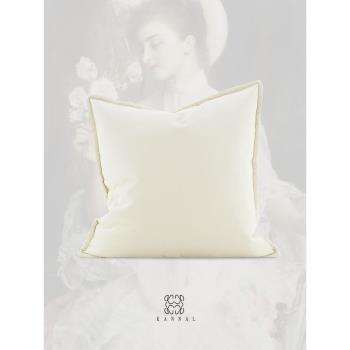 法式『日落巴黎』高級復古洛可可白色絨布靠墊抱枕樣板間別墅方枕