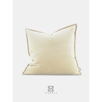 法式『日落巴黎』高級復古皇家燕麥色絨布靠墊抱枕樣板間別墅方枕