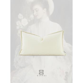 法式『日落巴黎』高級復古洛可可白色絨布靠墊抱枕樣板間別墅腰枕
